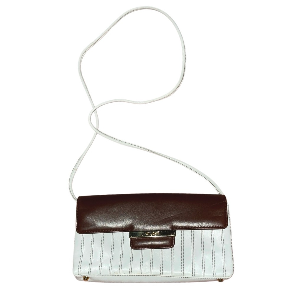 VINTAGE ST. JOHN Italian Leather Interchangeable Shoulder Bag Clutch - Imperfect